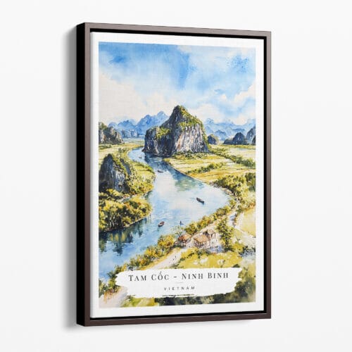 00 - Framed Tam coc ninh binh Watercolor Canvas Print - Portrait - Main.jpg