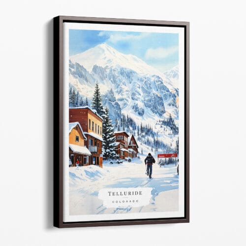 00 - Framed Telluride Colorado Watercolor Canvas Print - Portrait - Main.jpg