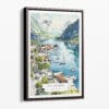 00 - Framed The Fjords Watercolor Canvas Print - Portrait - Main.jpg