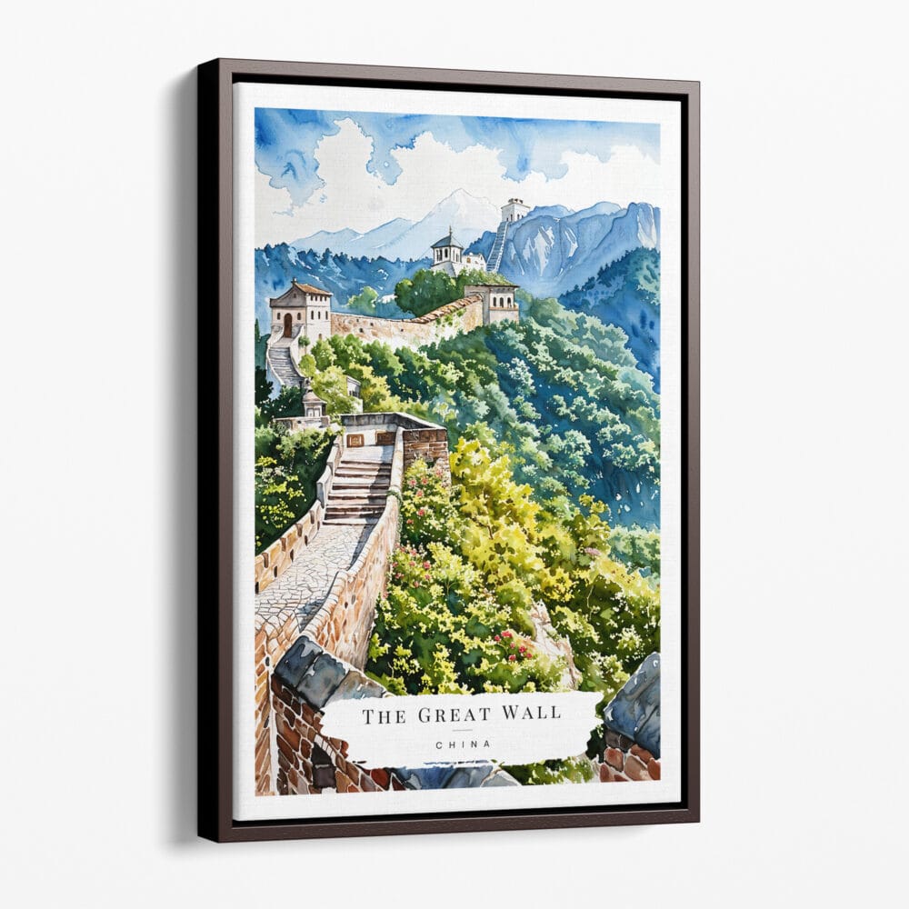 00 - Framed The Great Wall of China Watercolor Canvas Print - Portrait - Main.jpg