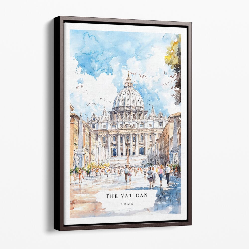 00 - Framed The Vatican Watercolor Canvas Print - Portrait - Main.jpg