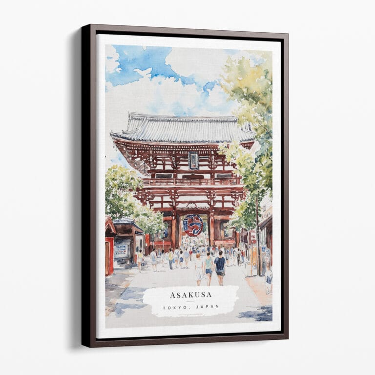 00 - Framed Tokyo Asakusa Watercolor Canvas Print - Portrait - Main.jpg