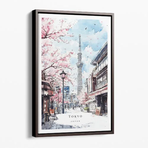 00 - Framed Tokyo Skytree Watercolor Canvas Print - Portrait - Main.jpg