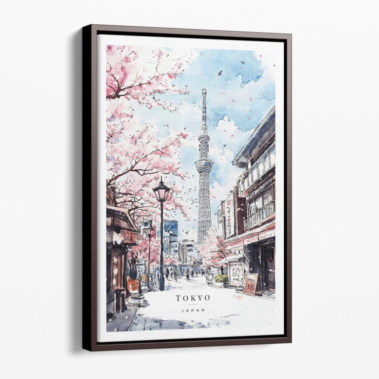 00 - Framed Tokyo Skytree Watercolor Canvas Print - Portrait - Main.jpg