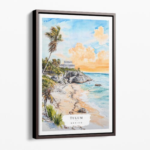 00 - Framed Tulum Mexico Watercolor Canvas Print - Portrait - Main.jpg