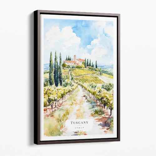 00 - Framed Tuscany Italy Watercolor Canvas Print - Portrait - Main.jpg