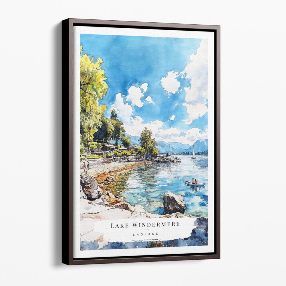 00 - Framed UK - Lake Windermere - Watercolor 1 Canvas Print - Portrait - Main.jpg