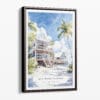 00 - Framed US - Key West Beach House - Watercolor Canvas Print - Portrait - Main.jpg