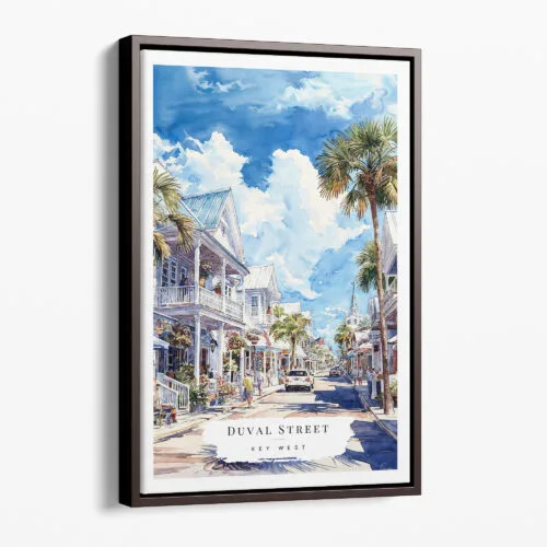 00 - Framed US - Key West - Duval street - Watercolor Canvas Print - Portrait - Main.jpg