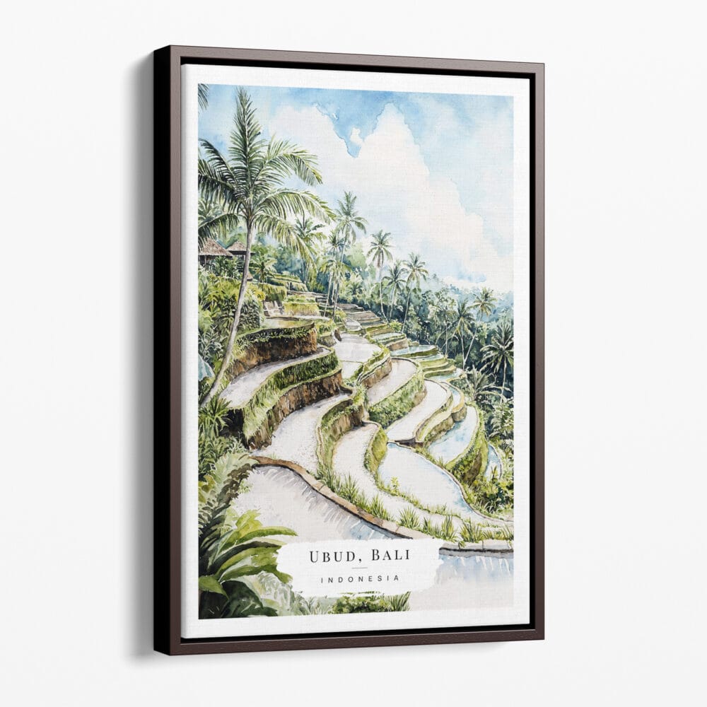 00 - Framed Ubud Bali Watercolor Canvas Print - Portrait - Main.jpg