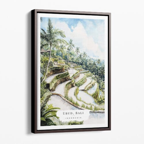 00 - Framed Ubud Bali Watercolor Canvas Print - Portrait - Main.jpg
