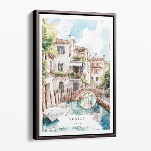 00 - Framed Venice Canal - Watercolor Canvas Print - Portrait - Main.jpg
