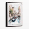 00 - Framed Venice Gondola - Watercolor Canvas Print - Portrait - Main.jpg