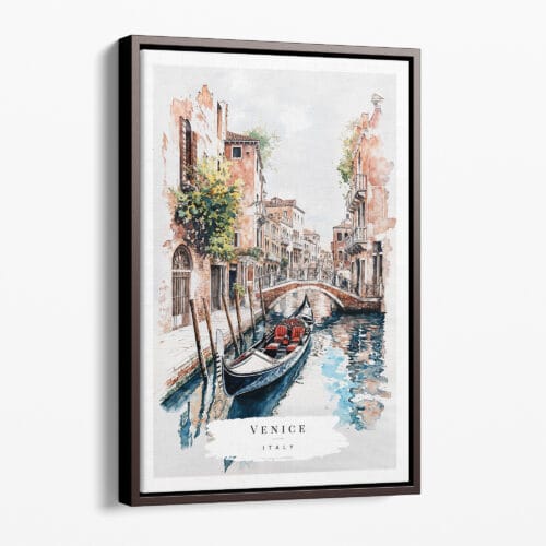 00 - Framed Venice Gondola - Watercolor Canvas Print - Portrait - Main.jpg