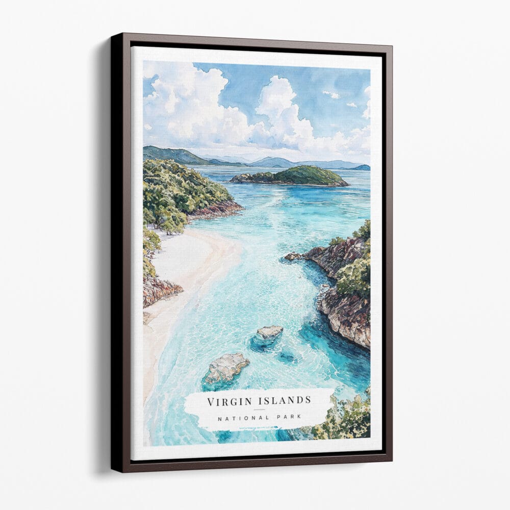 00 - Framed Virgin Islands National Park Watercolor Canvas Print - Portrait - Main.jpg