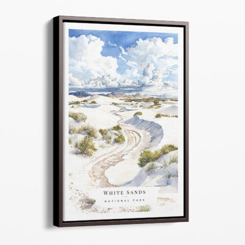 00 - Framed White Sands National Park Watercolor Canvas Print - Portrait - Main.jpg