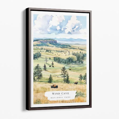00 - Framed Wind Cave National Park Watercolor Canvas Print - Portrait - Main.jpg