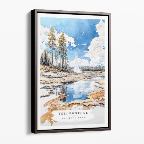 00 - Framed Yellowstone National Park Watercolor Canvas Print - Portrait - Main.jpg