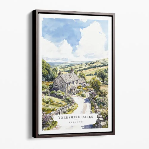 00 - Framed Yorkshire Dales Watercolor Canvas Print - Portrait - Main.jpg