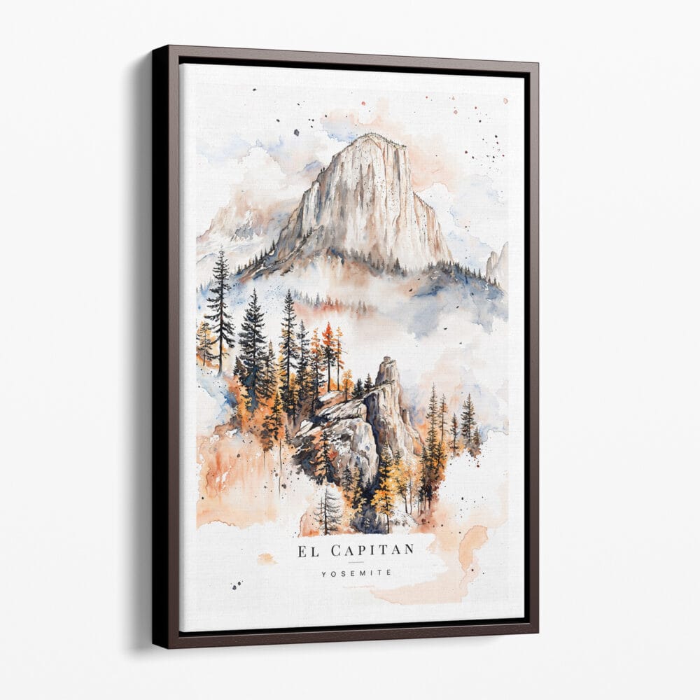 00 - Framed Yosemite El Capitan Watercolor Canvas Print - Portrait - Main.jpg