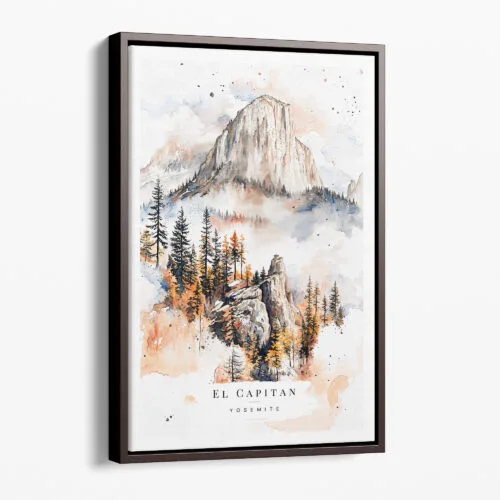 00 - Framed Yosemite El Capitan Watercolor Canvas Print - Portrait - Main.jpg