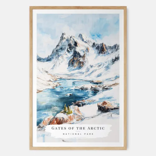 00 - Gates of the Arctic National Park Watercolor Art Print - Main - Wood Frame.jpg
