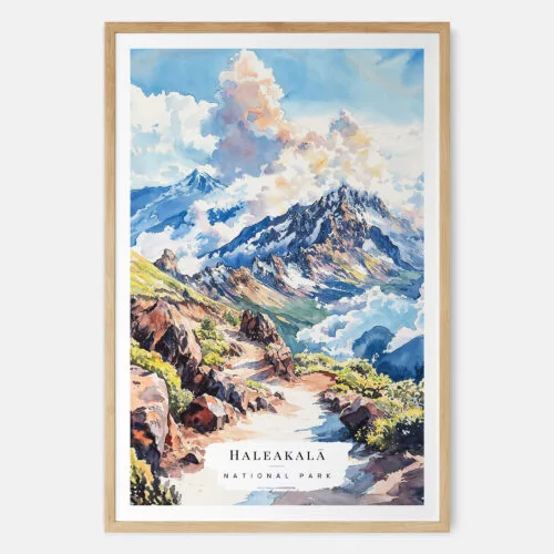 00 - Haleakalā National Park Watercolor Art Print - Main - Wood Frame.jpg