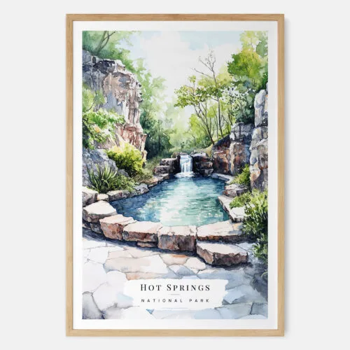 00 - Hot Springs National Park Watercolor Art Print - Main - Wood Frame.jpg