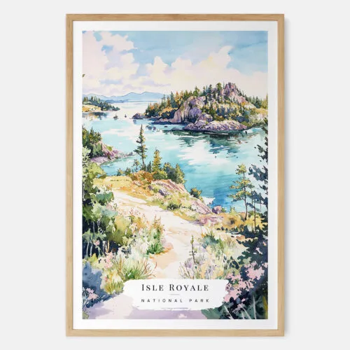 00 - Isle Royale National Park Watercolor Art Print - Main - Wood Frame.jpg