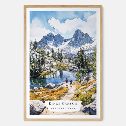 00 - Kings Canyon National Park Watercolor Art Print - Main - Wood Frame.jpg