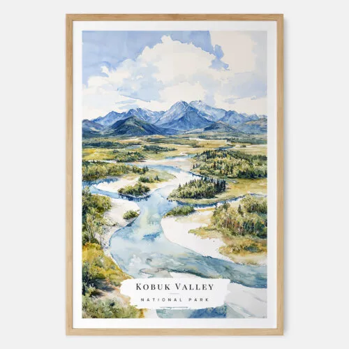 00 - Kobuk Valley National Park Watercolor Art Print - Main - Wood Frame.jpg