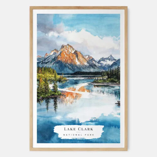 00 - Lake Clark National Park Watercolor Art Print - Main - Wood Frame.jpg