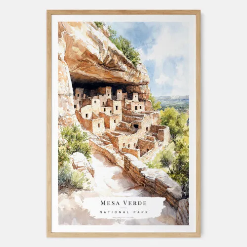 00 - Mesa Verde National Park Watercolor Art Print - Main - Wood Frame.jpg