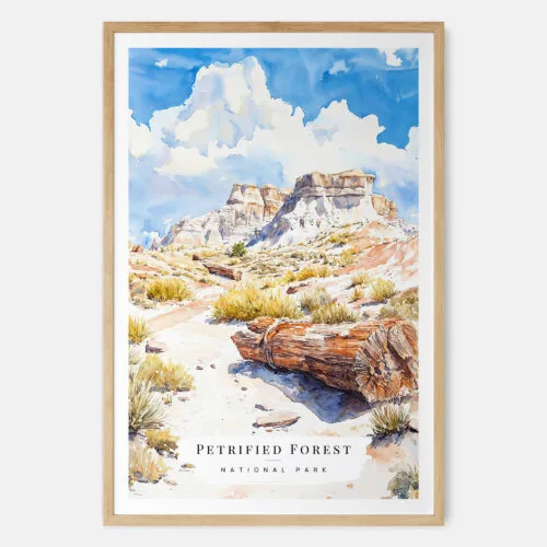 00 - Petrified Forest National Park Watercolor Art Print - Main - Wood Frame.jpg