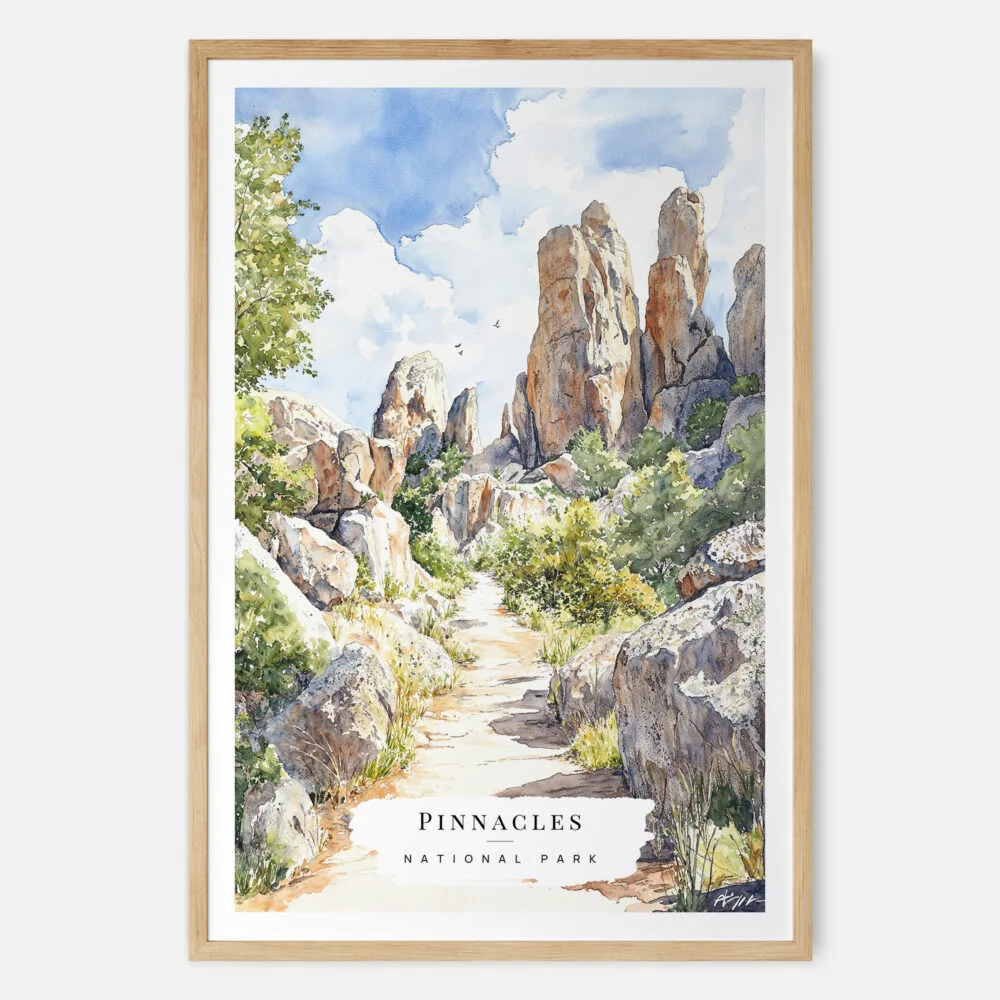 00 - Pinnacles National Park California Watercolor Art Print - Main - Wood Frame.jpg 00 - Pinnacles National Park California Watercolor Art Print - Main - Wood Frame.jpg