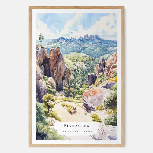 00 - Pinnacles National Park Watercolor Art Print - Main - Wood Frame.jpg