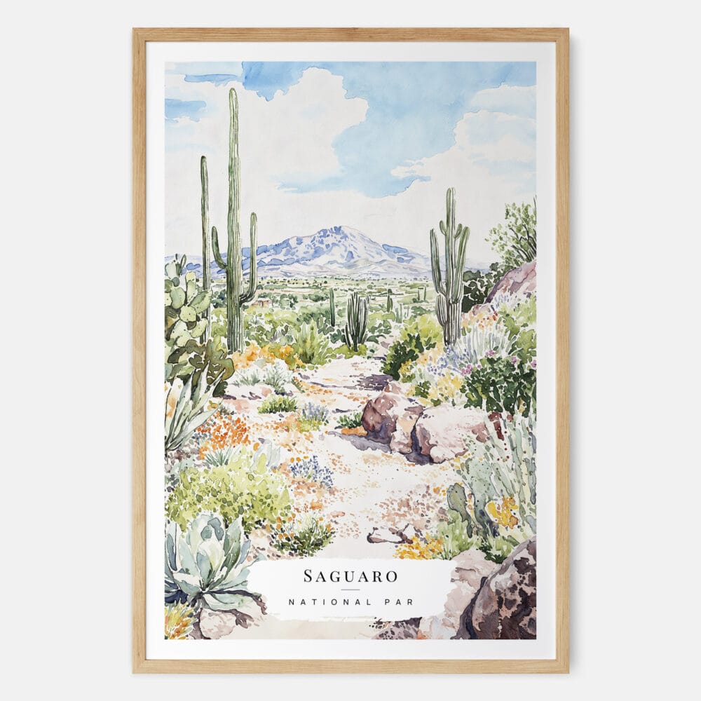 00 - Saguaro National Park Watercolor Art Print - Main - Wood Frame.jpg