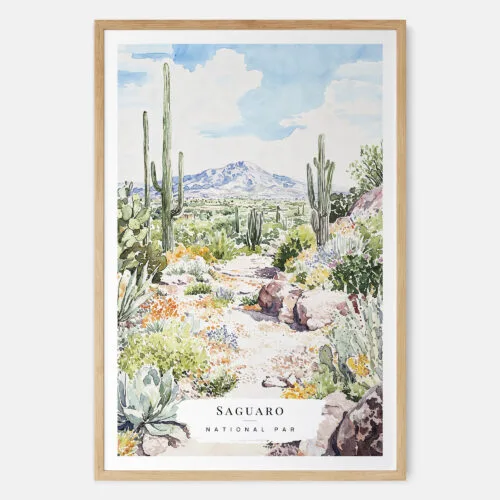 00 - Saguaro National Park Watercolor Art Print - Main - Wood Frame.jpg