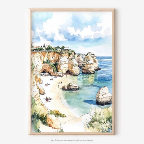 01 - Algarve Beach Watercolor Art - Digital Downloads - Main.jpg