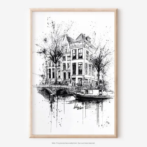 01 - Amsterdam Pencil Drawing - 1 Art - Digital Downloads - Main.jpg