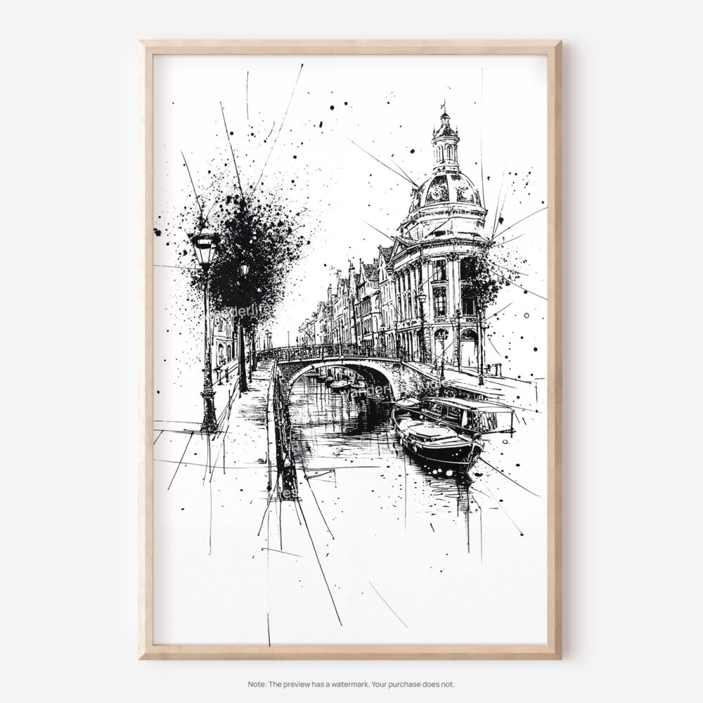 01 - Amsterdam Pencil Drawing - 2 Art - Digital Downloads - Main.jpg