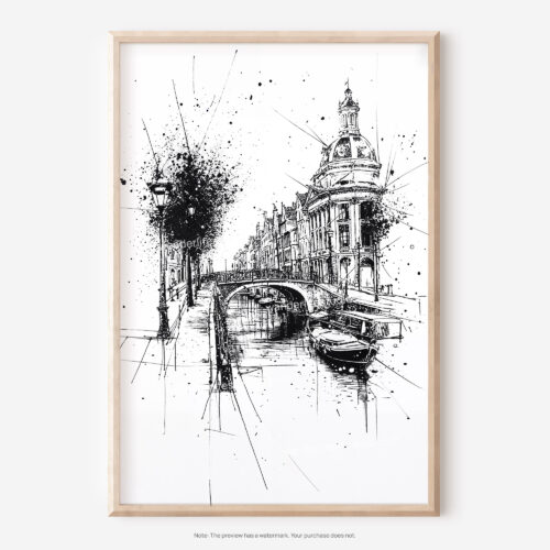 01 - Amsterdam Pencil Drawing - 2 Art - Digital Downloads - Main.jpg