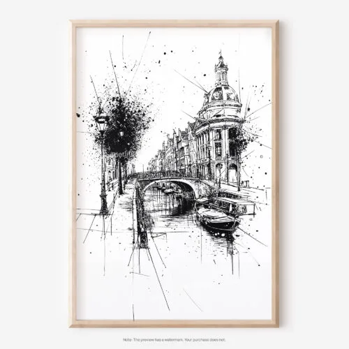 01 - Amsterdam Pencil Drawing - 2 Art - Digital Downloads - Main.jpg