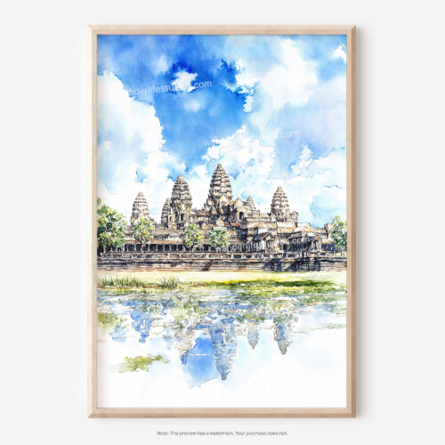 01 - Angkor Wat Cambodia Watercolor Art - Digital Downloads - Main.jpg