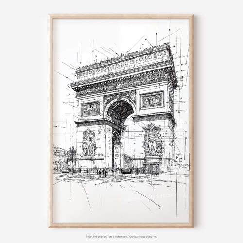 01 - Arc De Triomphe Pencil Drawing Art - Digital Downloads - Main.jpg