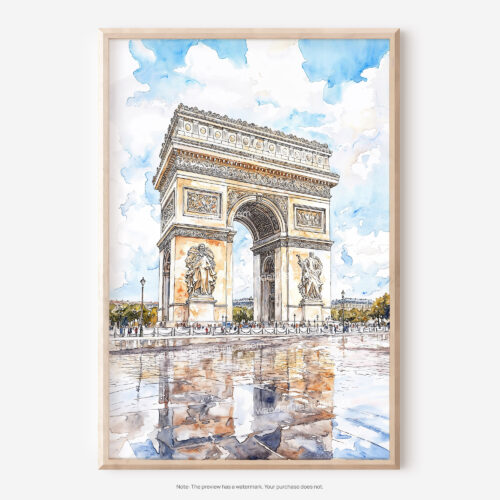 01 - Arc De Triomphe watercolor Art - Digital Downloads - Main.jpg