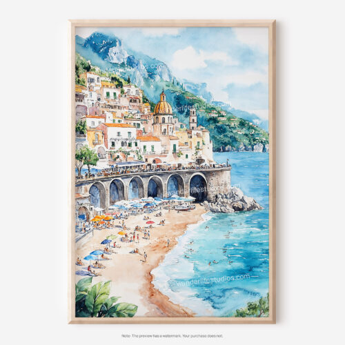 01 - Atrani Italy Watercolor Art - Digital Downloads - Main.jpg