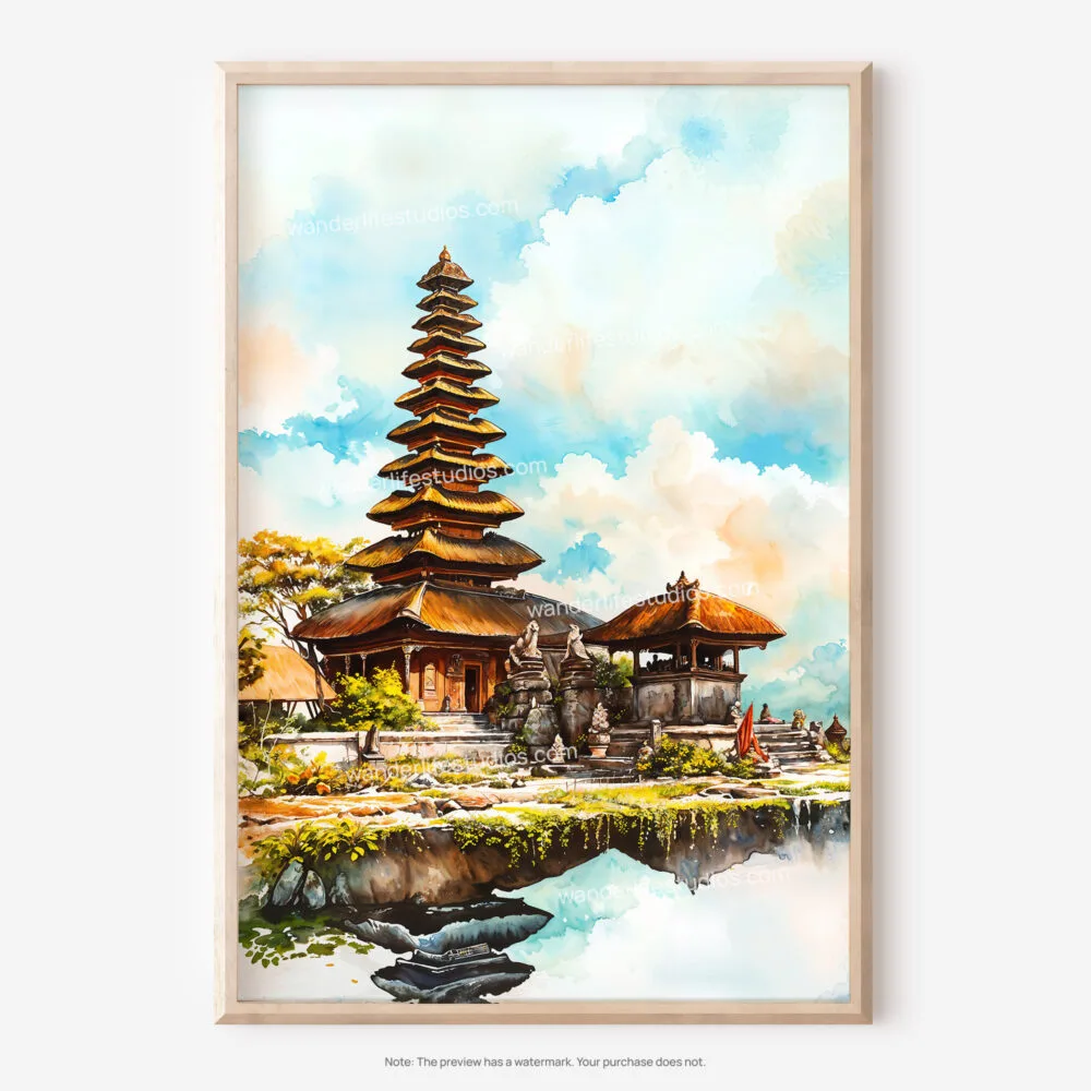 01 - Bali Temple Watercolor Art - Digital Downloads - Main.jpg