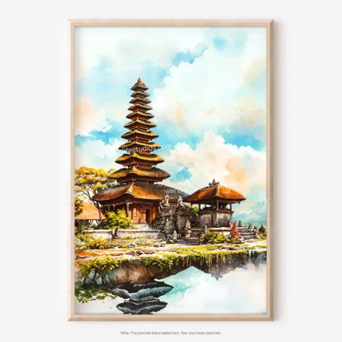 01 - Bali Temple Watercolor Art - Digital Downloads - Main.jpg