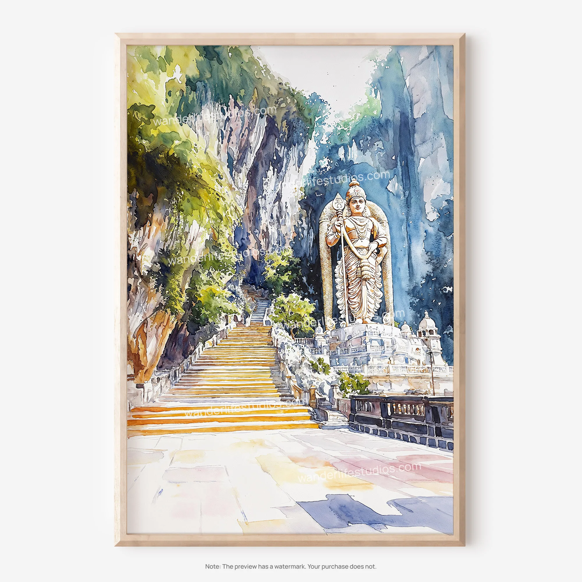 Batu Caves Watercolor Art – Digital Download Wall Art for Home Decor 1 Batu Caves Watercolor Art – Digital Download Wall Art for Home Decor